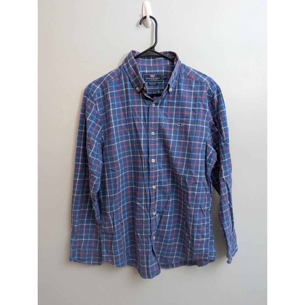 A1 Vineyard Vines Whale shirt (Blue& Red) Mens Medium‎ shirt